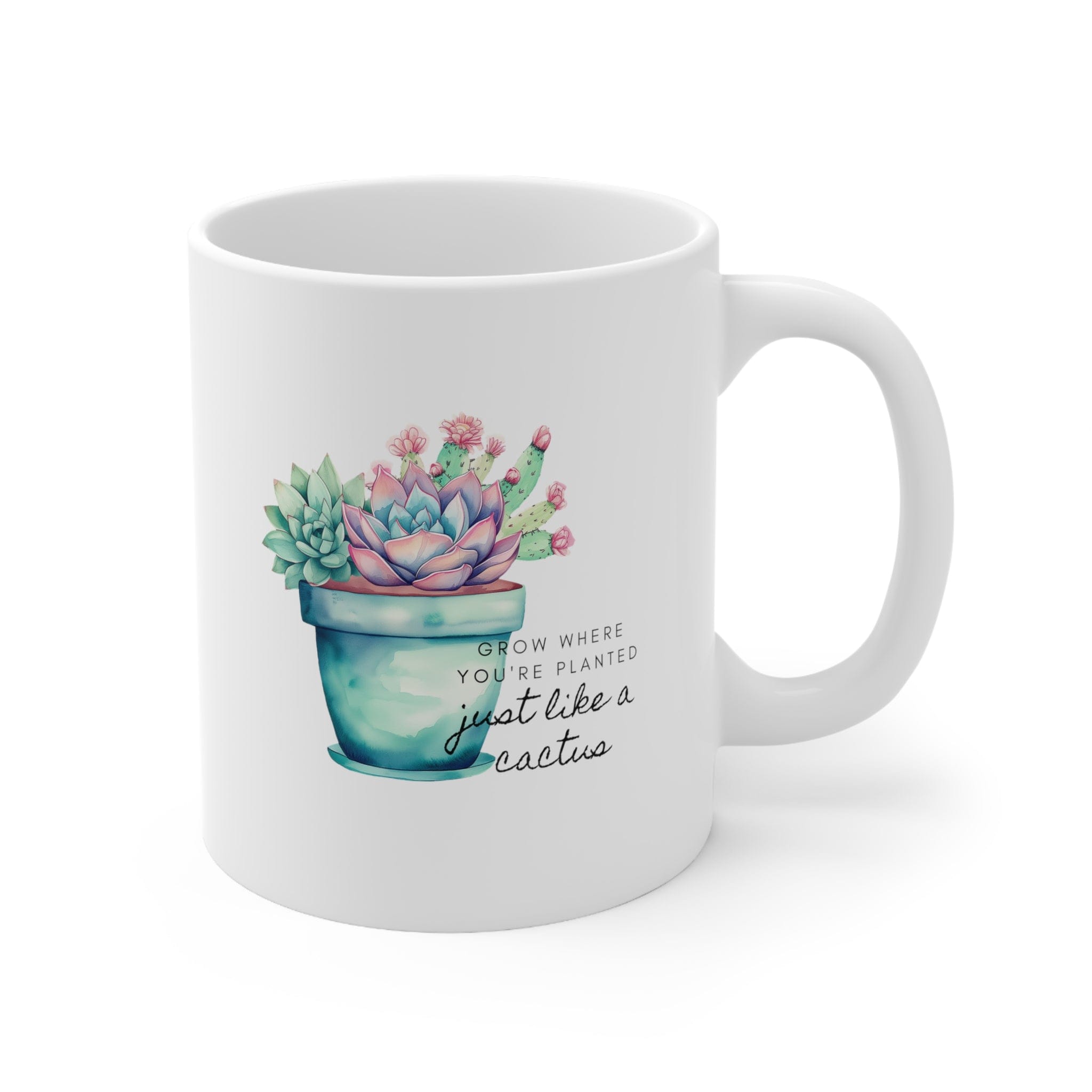 Cactus Mug, Beautiful Watercolor Cactus, Motivational Quote &amp; Cactus Pun, Prickly Pear Cactus, Coffee Lover Gift, Plant Lover Gift