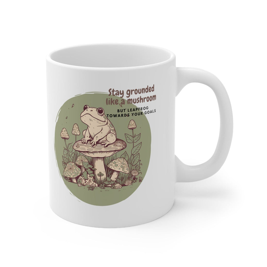 Cottagecore Frog Mug, Mushroom Mug, Cute Woodland Print, Motivational Quote, Frog Lover Gift