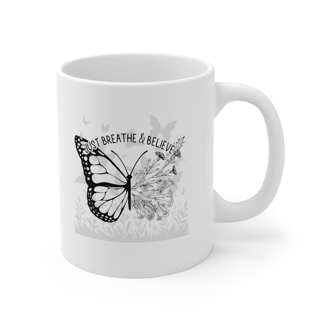 Floral Butterfly Ceramic Coffee Mug Self Care Quote Coffee Lover Gift