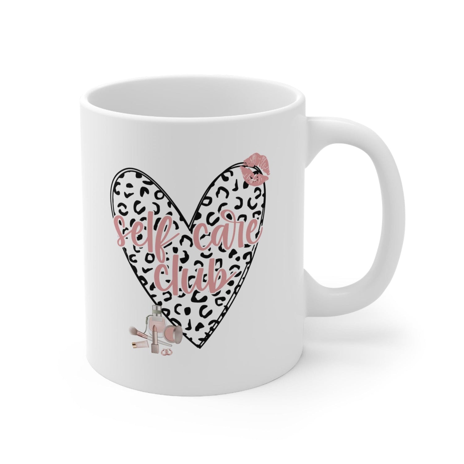 Pink Leopard Print Heart Coffee Mug Self Care Quote Coffee Lover Gift