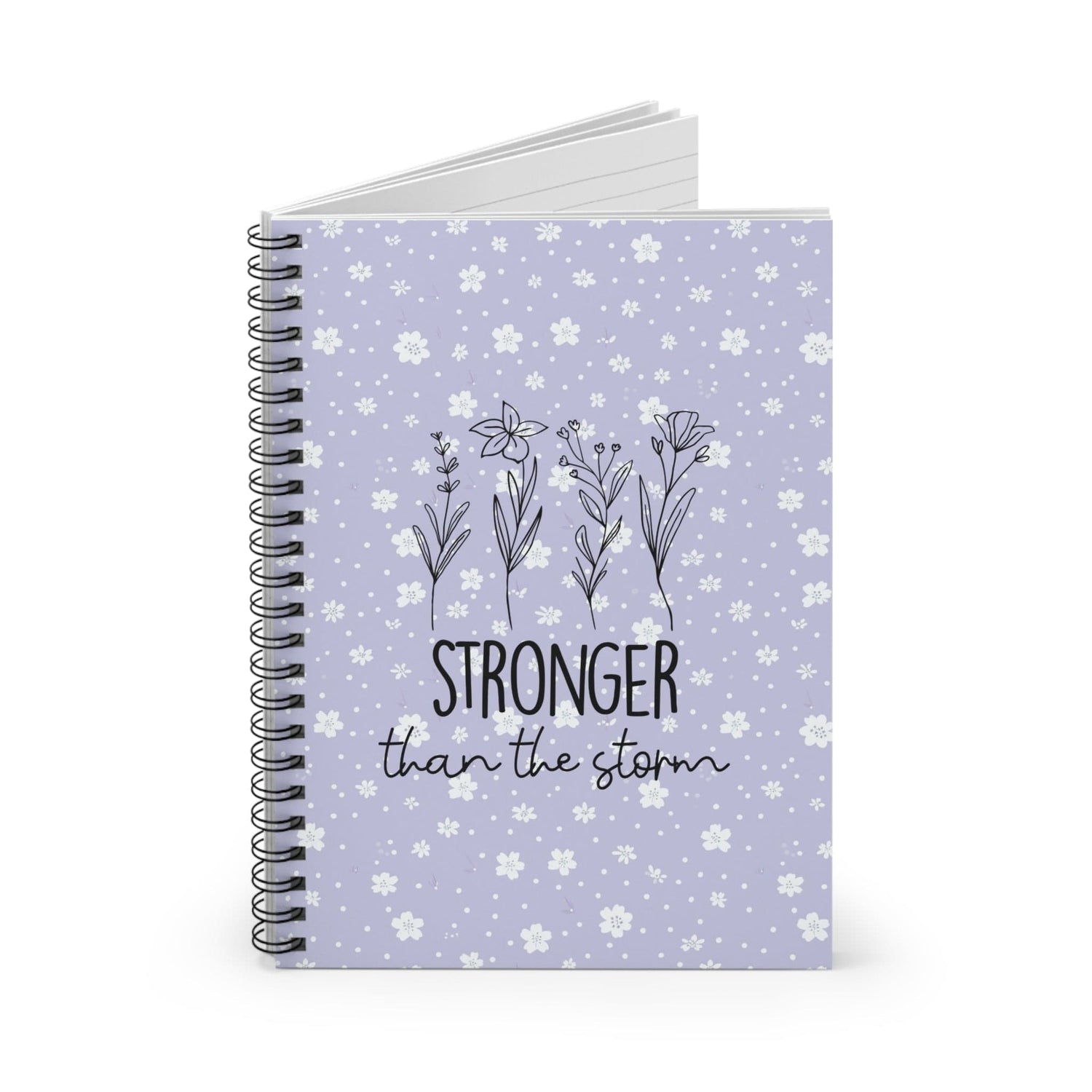 Cute Lavender Floral Spiral Notebook, Lined Journal, with Self Care Quote