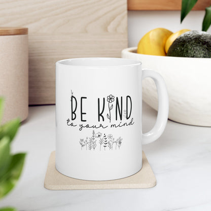 Cute Floral Ceramic Coffee Mug with Motivational Quote Coffee Lover Gift