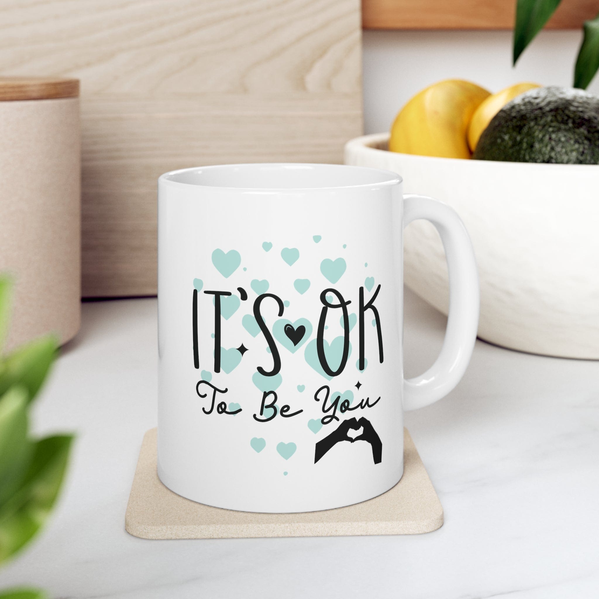 Mint Green Hearts Coffee Mug Self Care Quote Coffee Lover Gift