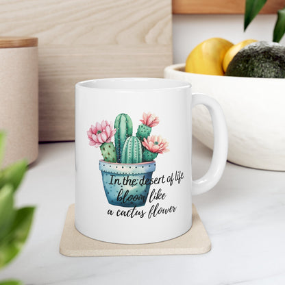 Cactus Mug, Beautiful Watercolor Cactus, Motivational Quote &amp; Cactus Pun, Prickly Pear Cactus, Coffee Lover Gift, Plant Lover Gift