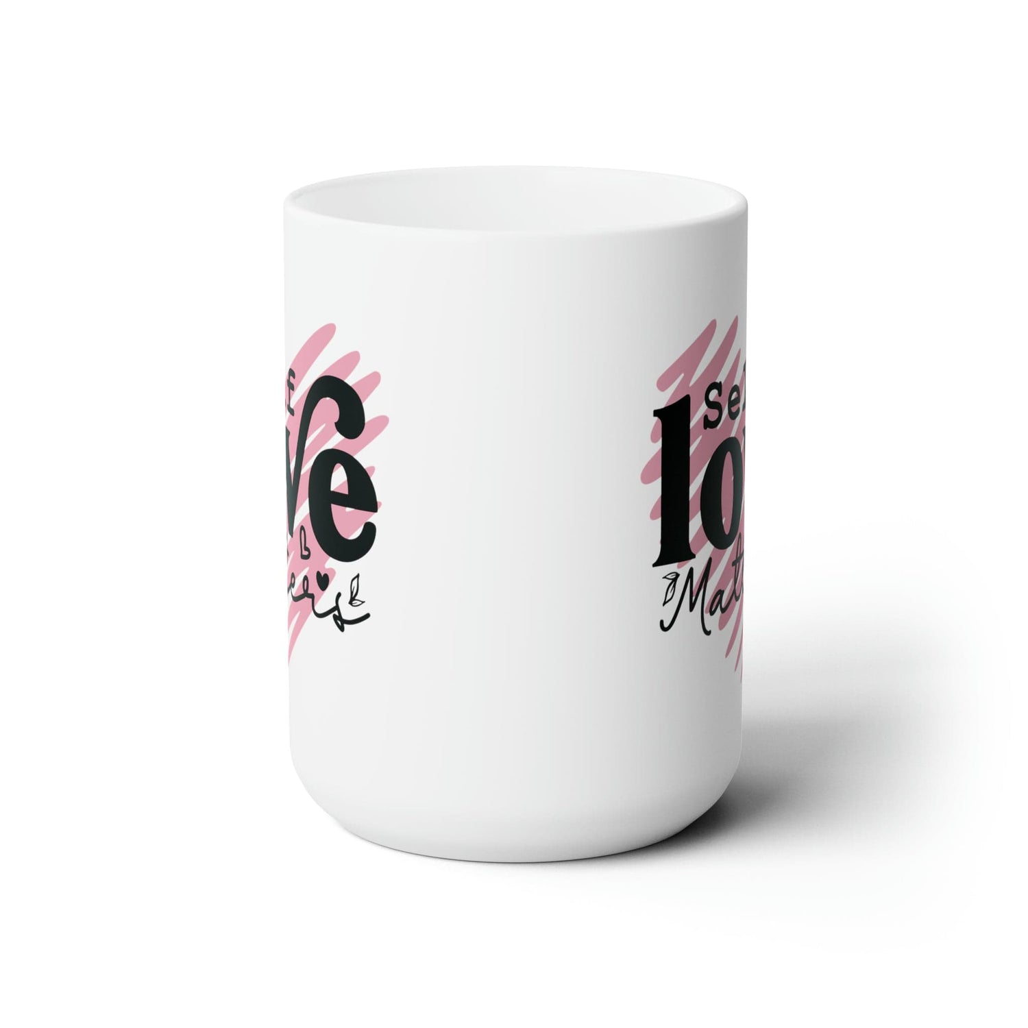 Pink Doodle Heart Ceramic Coffee Mug Self Care Quote Coffee Lover Gift