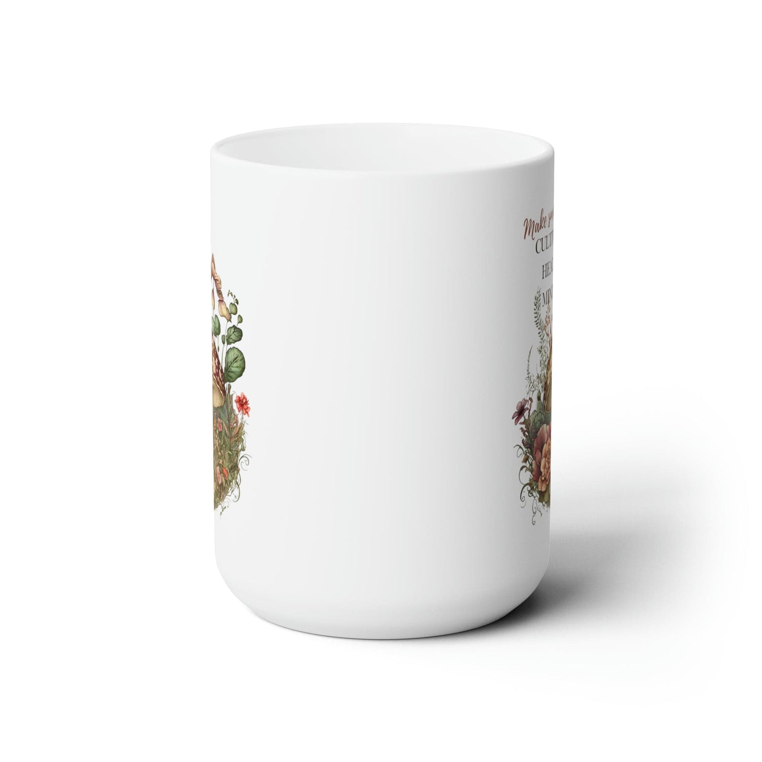 Mushroom Mug, Botanical Mug, Beautiful Floral Print, Motivational Quote, Coffee Lover Gift, Mushroom Gift