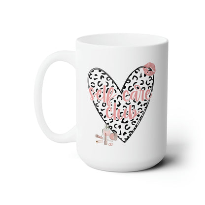 Pink Leopard Print Heart Coffee Mug Self Care Quote Coffee Lover Gift