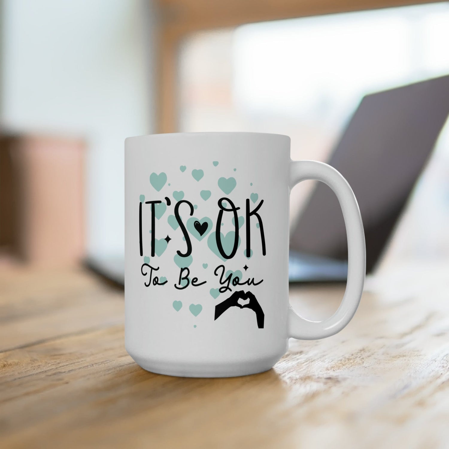 Mint Green Hearts Coffee Mug Self Care Quote Coffee Lover Gift