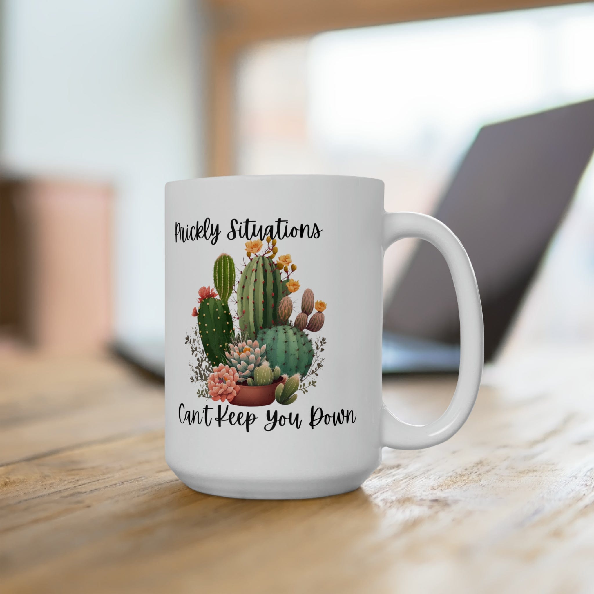 Cactus Mug, Beautiful Cactus Print, Motivational Quote and Cactus Pun, Coffee Lover Gift, Plant Lover Gift