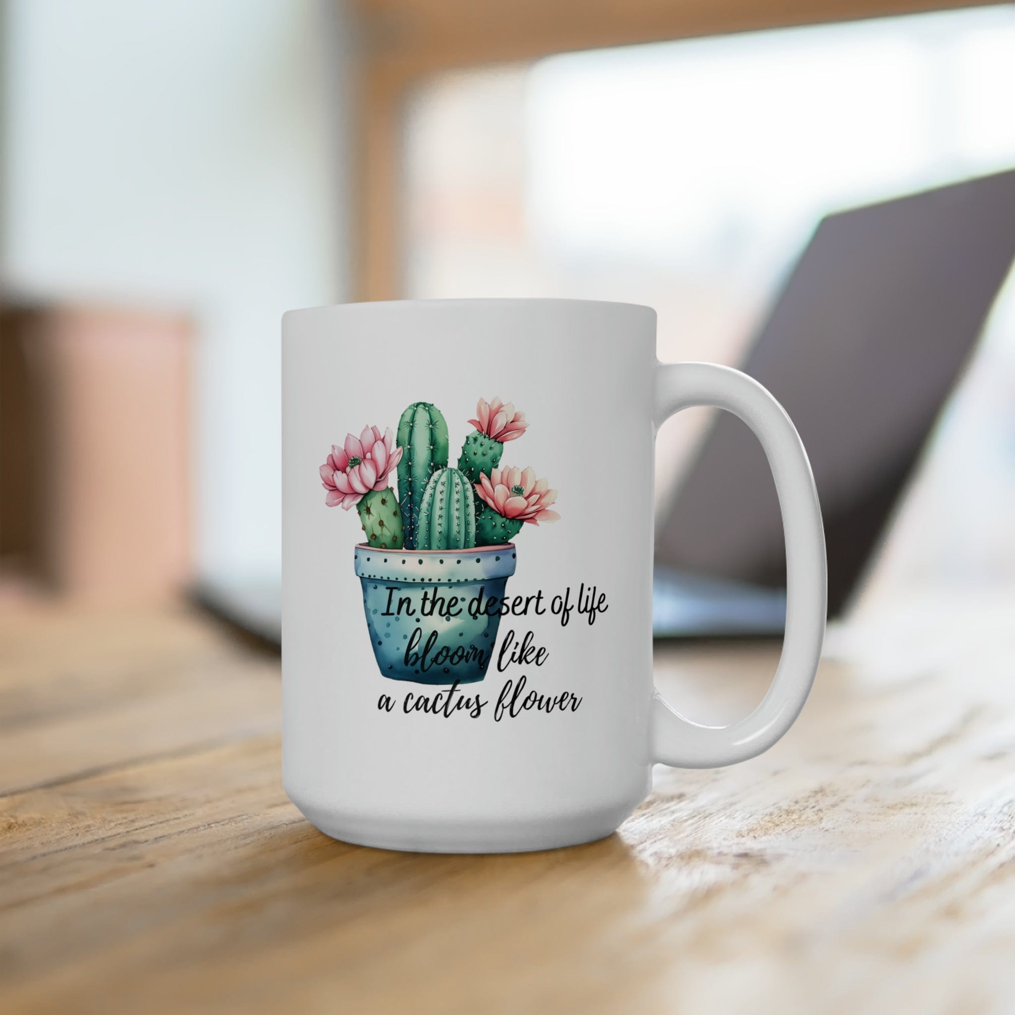 Cactus Mug, Beautiful Watercolor Cactus, Motivational Quote &amp; Cactus Pun, Prickly Pear Cactus, Coffee Lover Gift, Plant Lover Gift