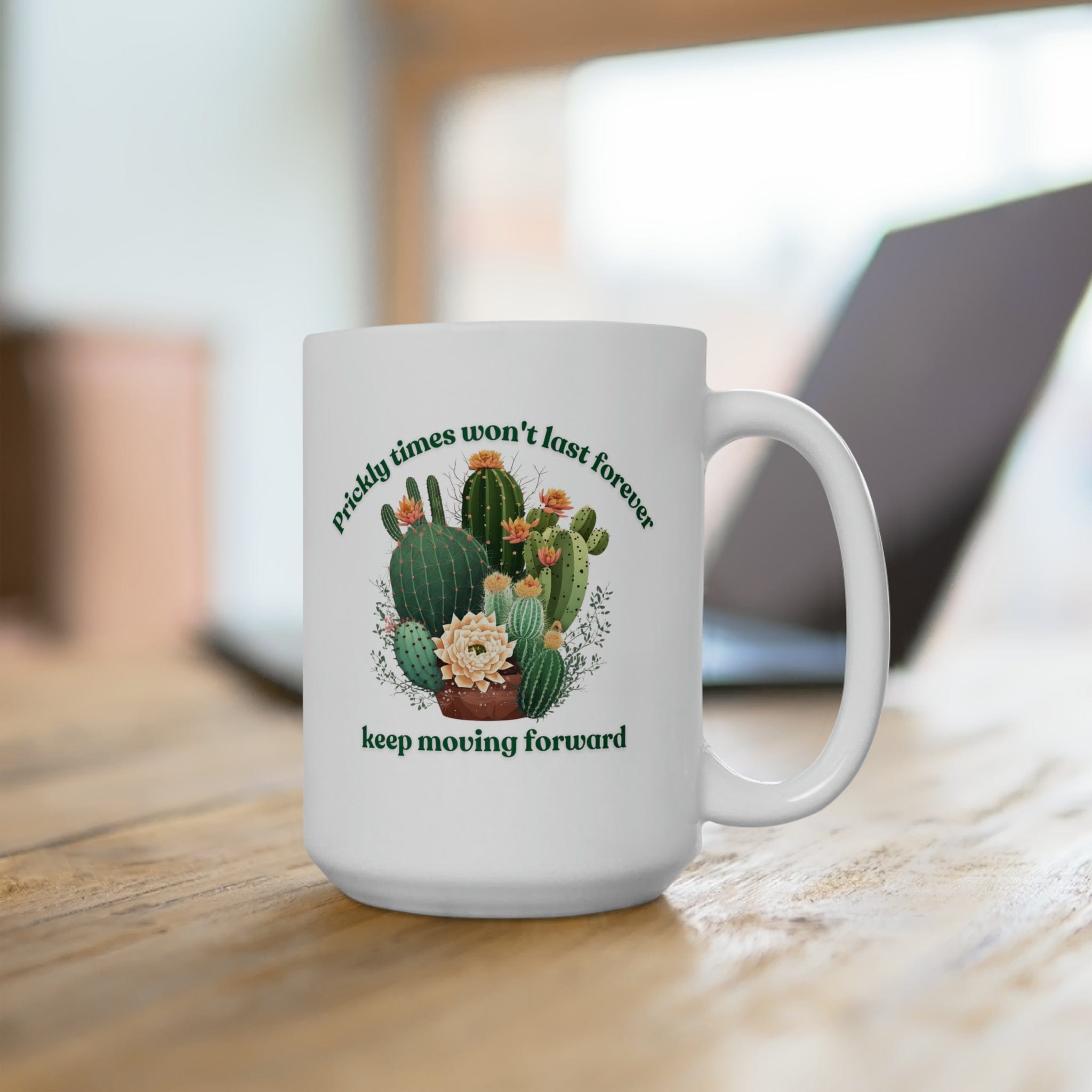 Cactus Mug, Beautiful Cactus Print, Motivational Quote &amp; Cactus Pun, Prickly Pear Cactus, Coffee Lover Gift, Plant Lover Gift