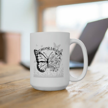 Floral Butterfly Ceramic Coffee Mug Self Care Quote Coffee Lover Gift