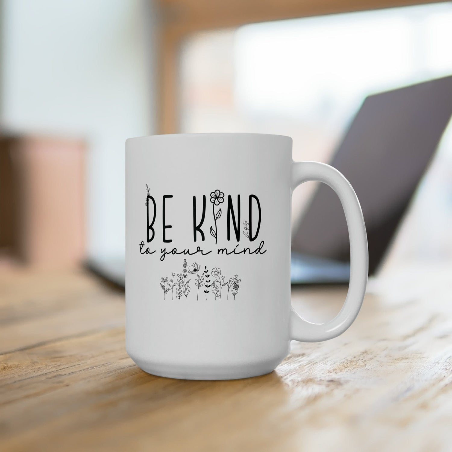 Cute Floral Ceramic Coffee Mug with Motivational Quote Coffee Lover Gift