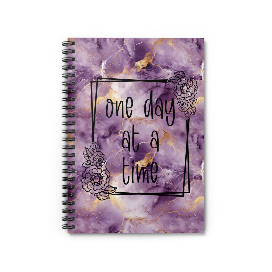 Beautiful Purple and Gold Metallic Watercolor Notebook, Spiral Journal Blank Pages, with Self Care Quote