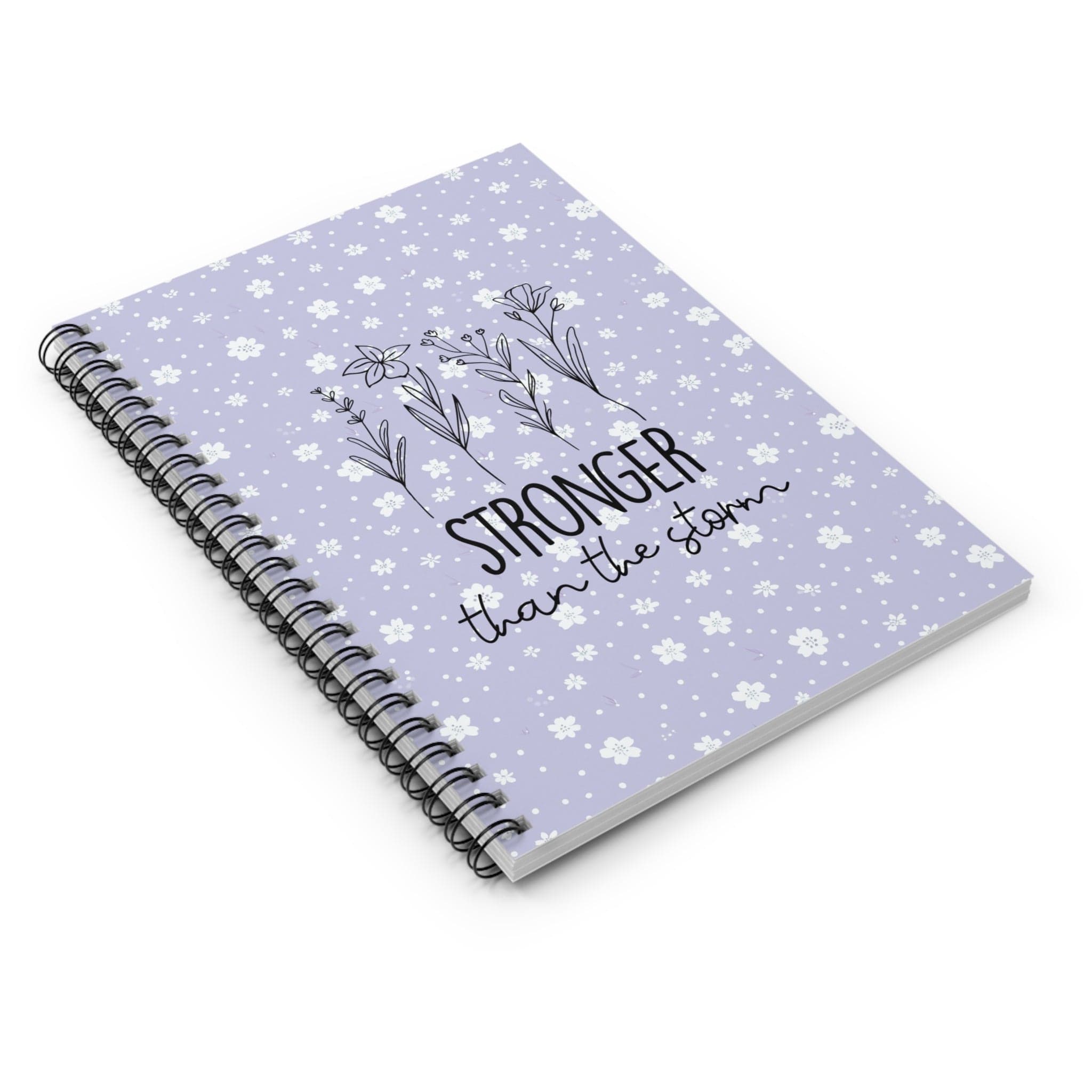 Cute Lavender Floral Spiral Notebook, Lined Journal, with Self Care Quote