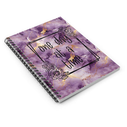 Beautiful Purple and Gold Metallic Watercolor Notebook, Spiral Journal Blank Pages, with Self Care Quote