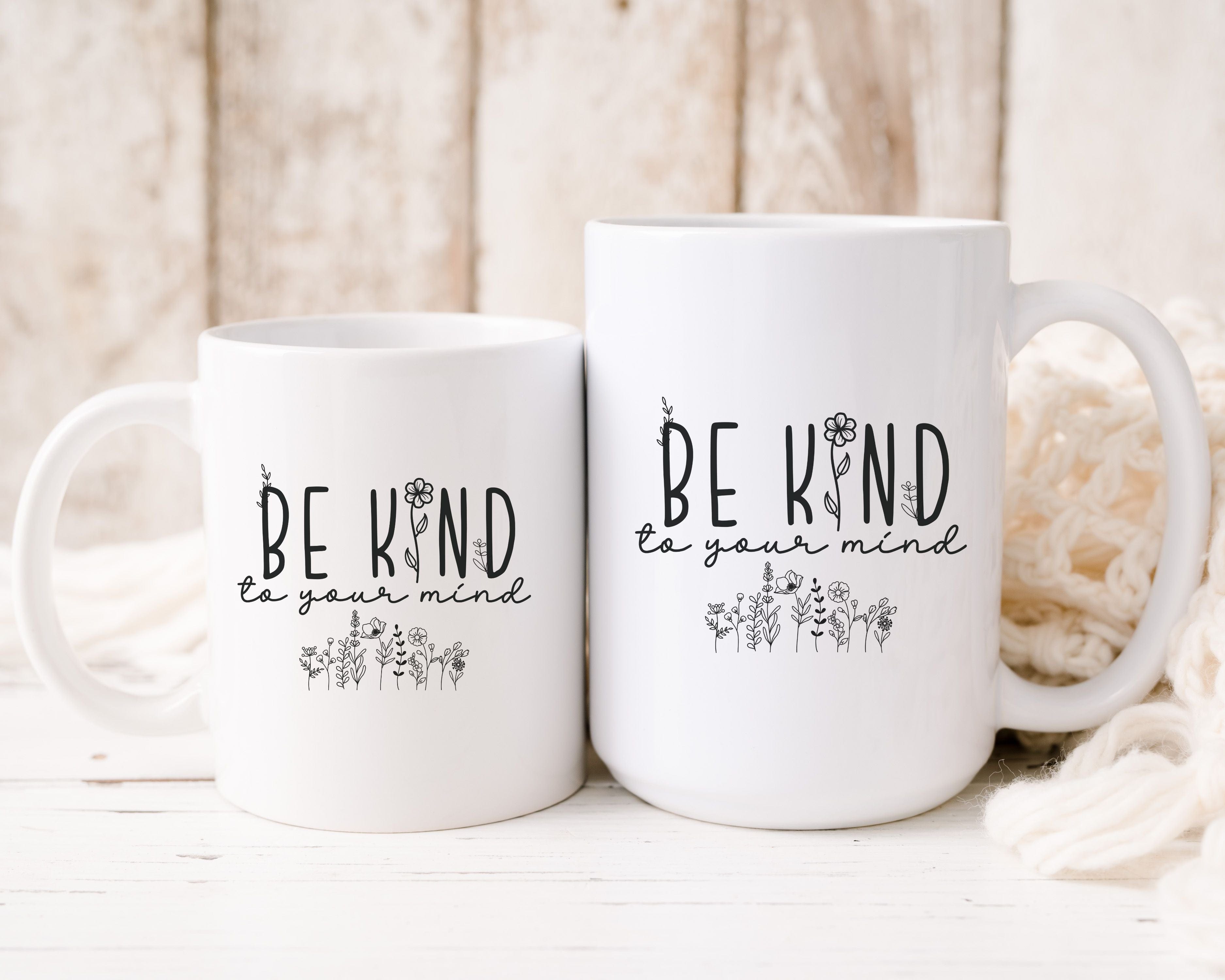 Cute Floral Ceramic Coffee Mug with Motivational Quote Coffee Lover Gift