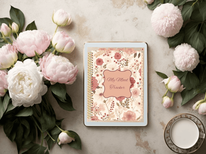 Digital Mood Tracker, Daily Planner, Digital Stickers, Therapeutic Tool, Blush Neutral Floral