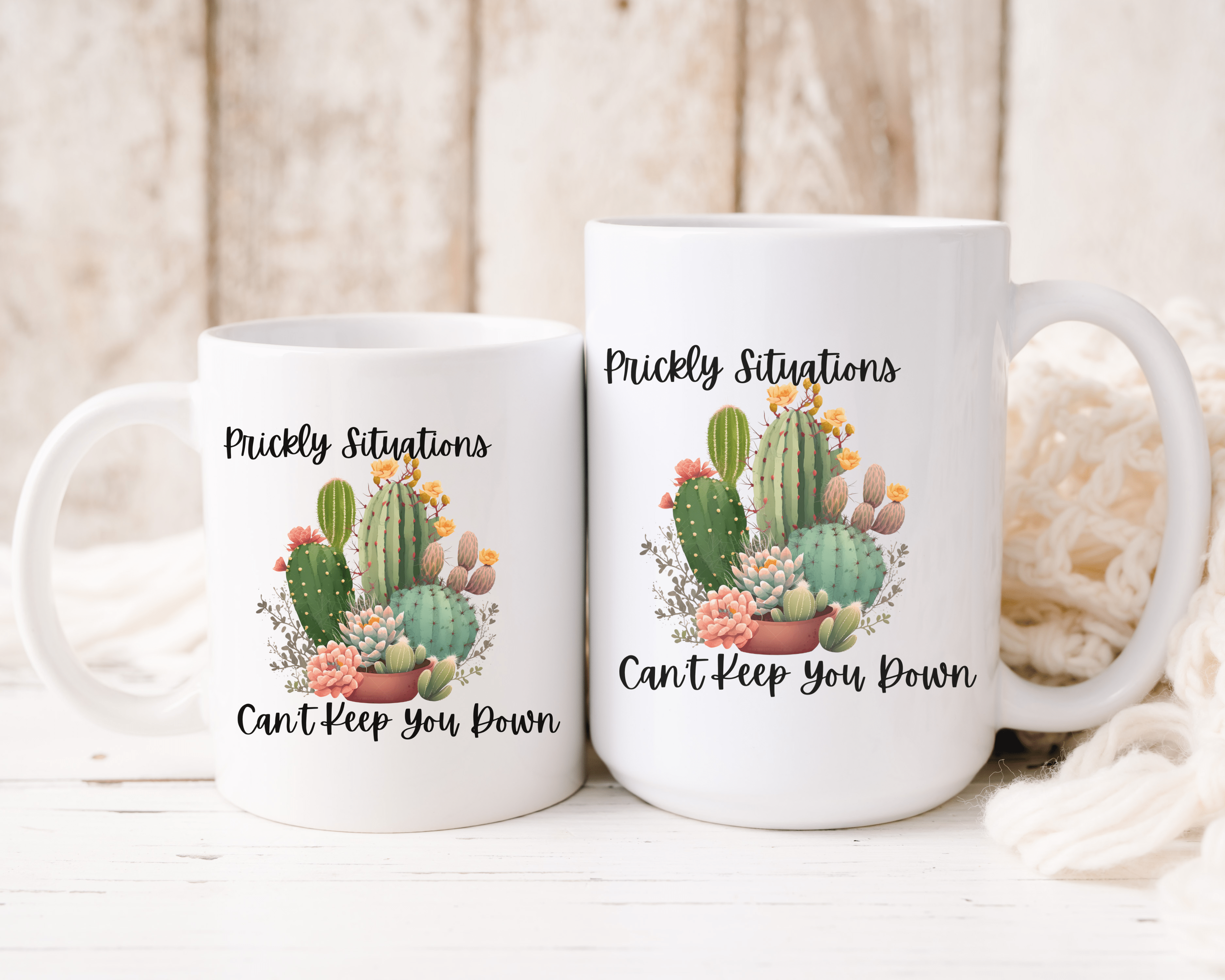 Cactus Mug, Beautiful Cactus Print, Motivational Quote and Cactus Pun, Coffee Lover Gift, Plant Lover Gift