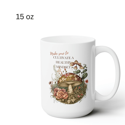 Mushroom Mug, Botanical Mug, Beautiful Floral Print, Motivational Quote, Coffee Lover Gift, Mushroom Gift