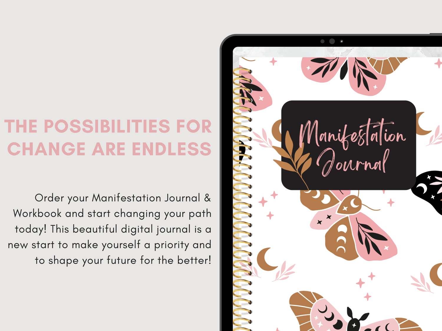 Manifestation Journal, Law of Attraction, Lunar Moth Digital Journal, Mood Tracker, Vision Board, Goodnotes, Printable Journal