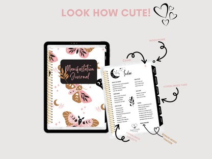 Manifestation Journal, Law of Attraction, Lunar Moth Digital Journal, Mood Tracker, Vision Board, Goodnotes, Printable Journal