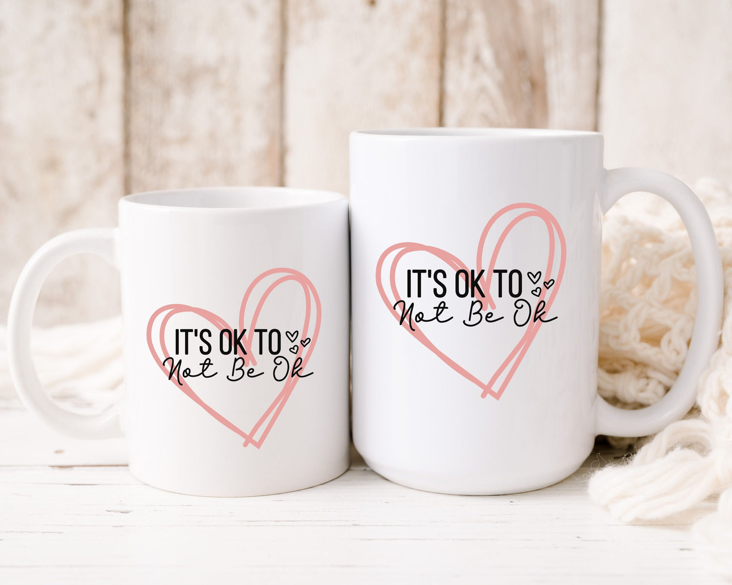 Pink Doodle Hearts Ceramic Mug Self Care Quote Coffee Lover Gift