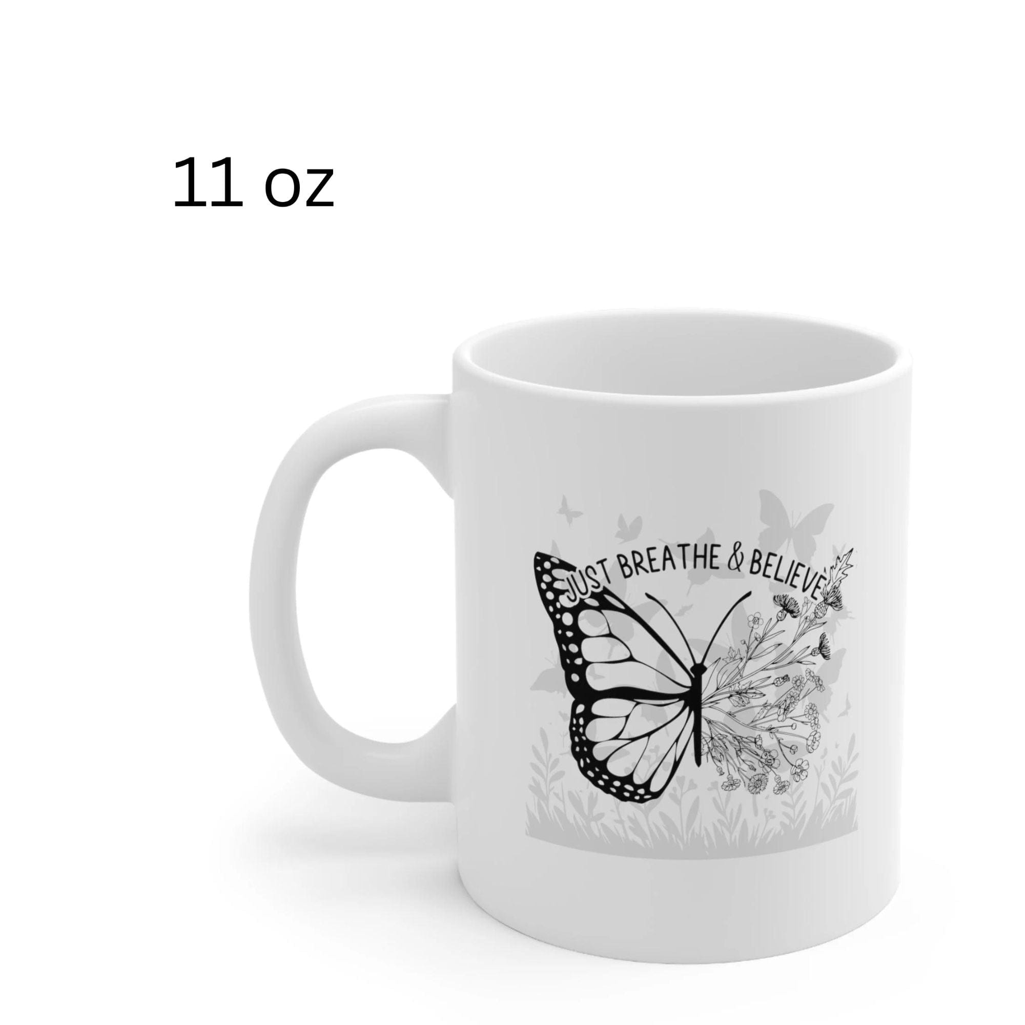 Floral Butterfly Ceramic Coffee Mug Self Care Quote Coffee Lover Gift