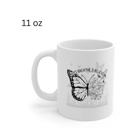 Floral Butterfly Ceramic Coffee Mug Self Care Quote Coffee Lover Gift