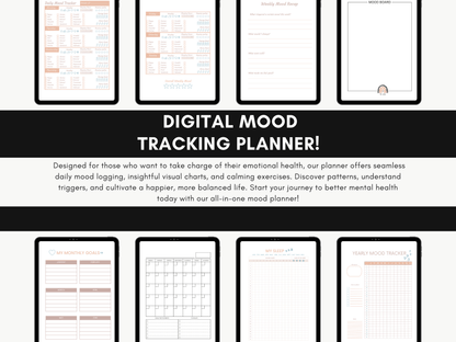 Digital Mood Tracker, Daily Planner, Digital Stickers, Therapeutic Tool, Leopard Print Rainbows