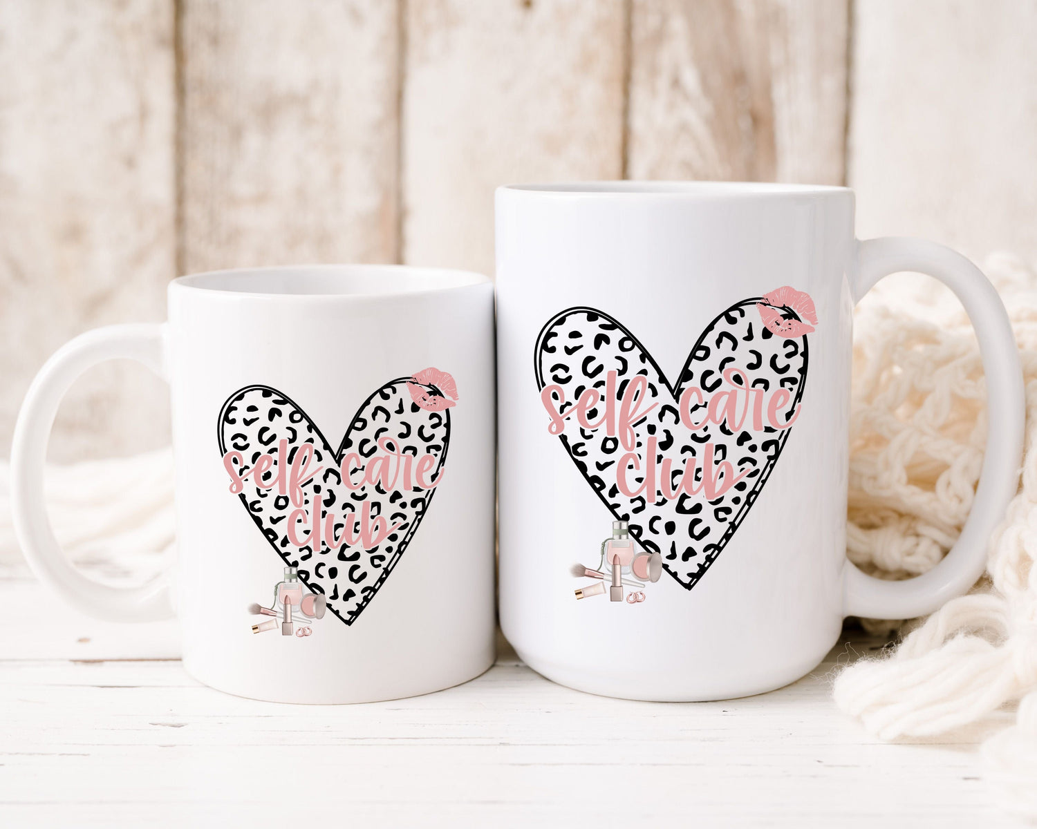 Pink Leopard Print Heart Coffee Mug Self Care Quote Coffee Lover Gift