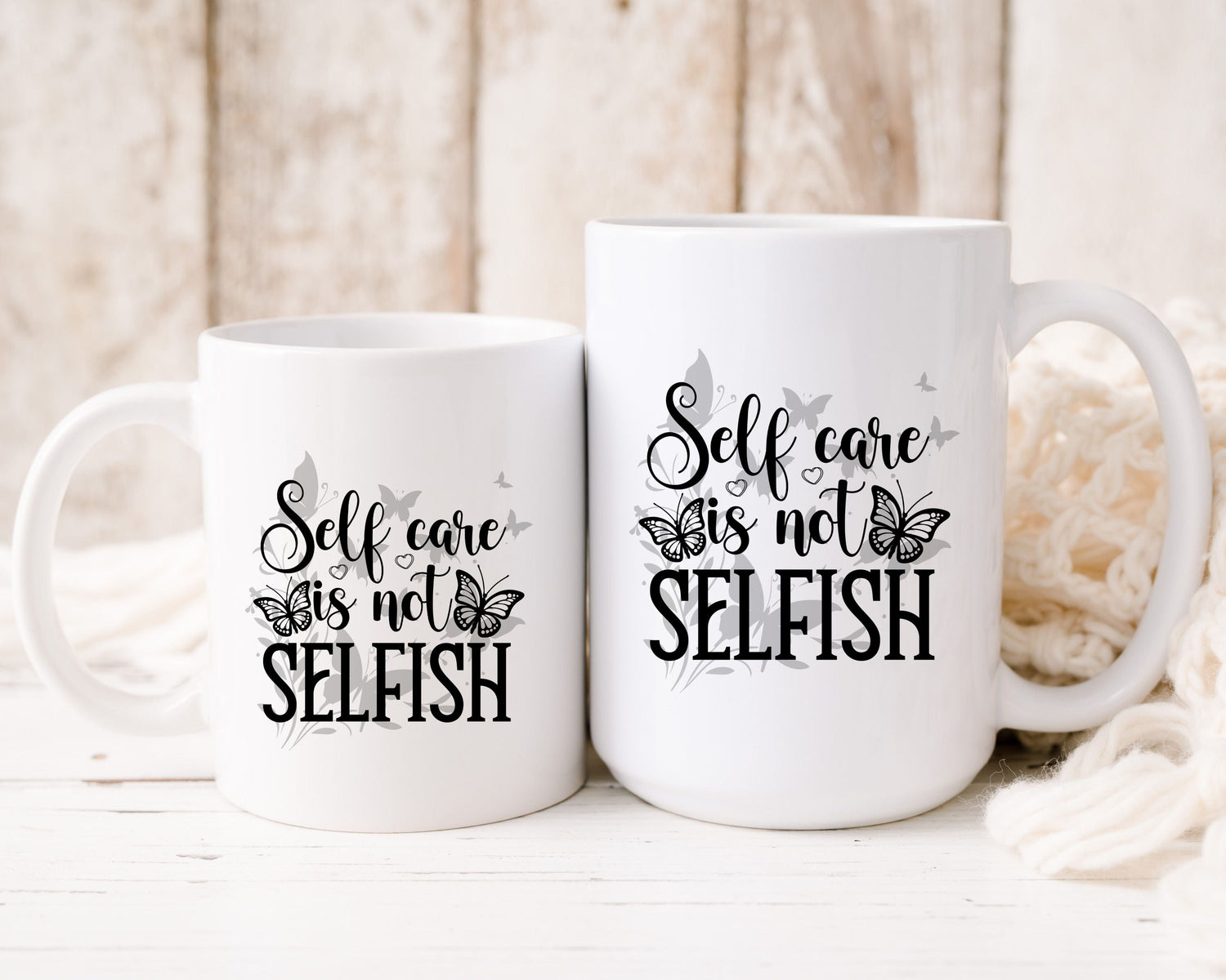 Neutral Butterflies Floral Coffee Mug Self Care Quote Coffee Lover Gift