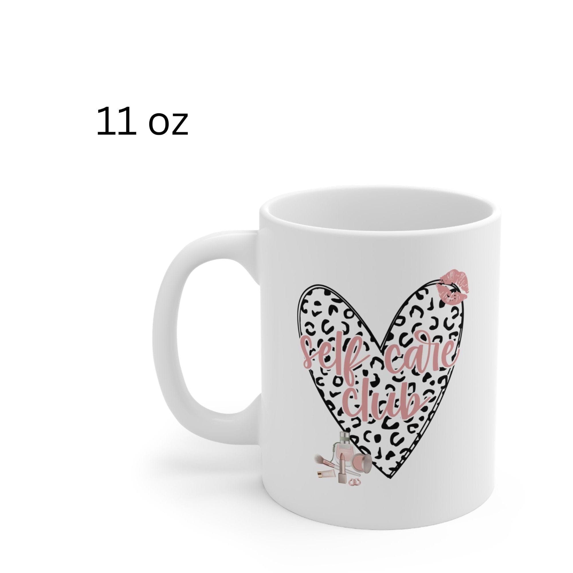 Pink Leopard Print Heart Coffee Mug Self Care Quote Coffee Lover Gift