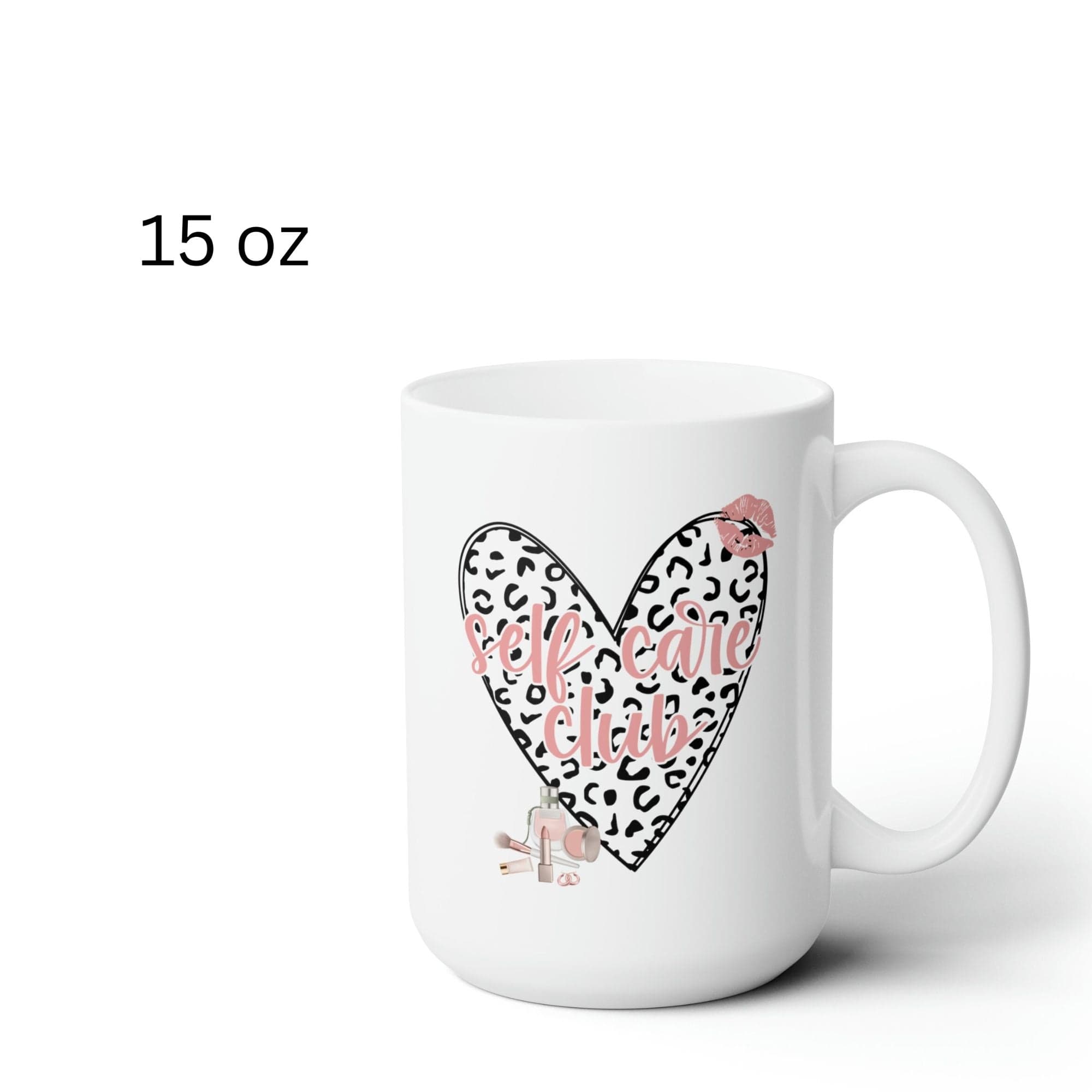 Pink Leopard Print Heart Coffee Mug Self Care Quote Coffee Lover Gift