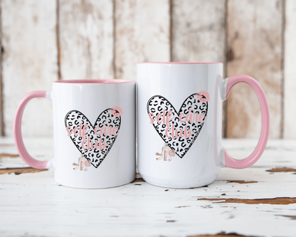 Pink Leopard Print Heart Coffee Mug Self Care Quote Coffee Lover Gift