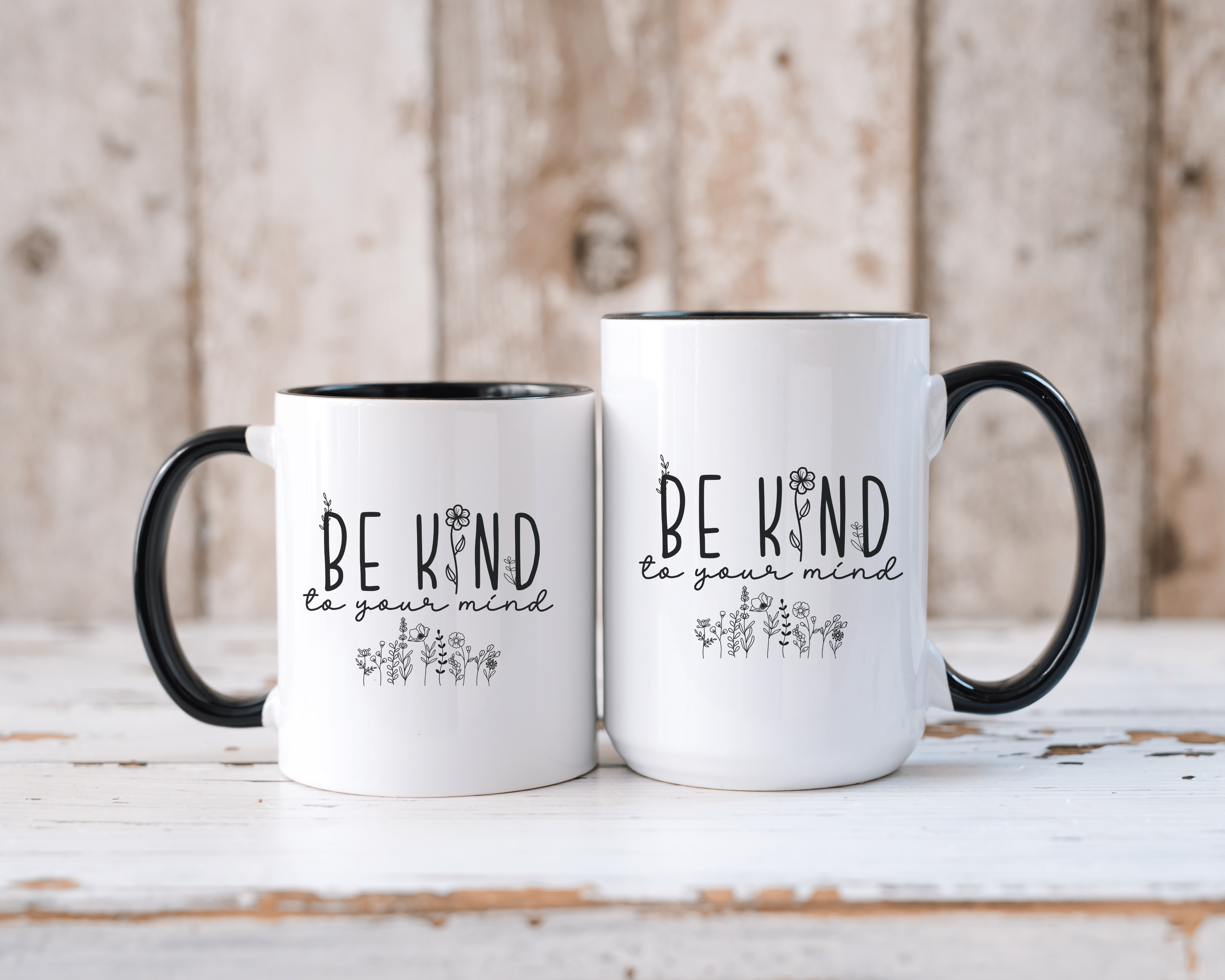 Cute Floral Ceramic Coffee Mug with Motivational Quote Coffee Lover Gift