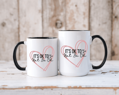 Pink Doodle Hearts Ceramic Mug Self Care Quote Coffee Lover Gift