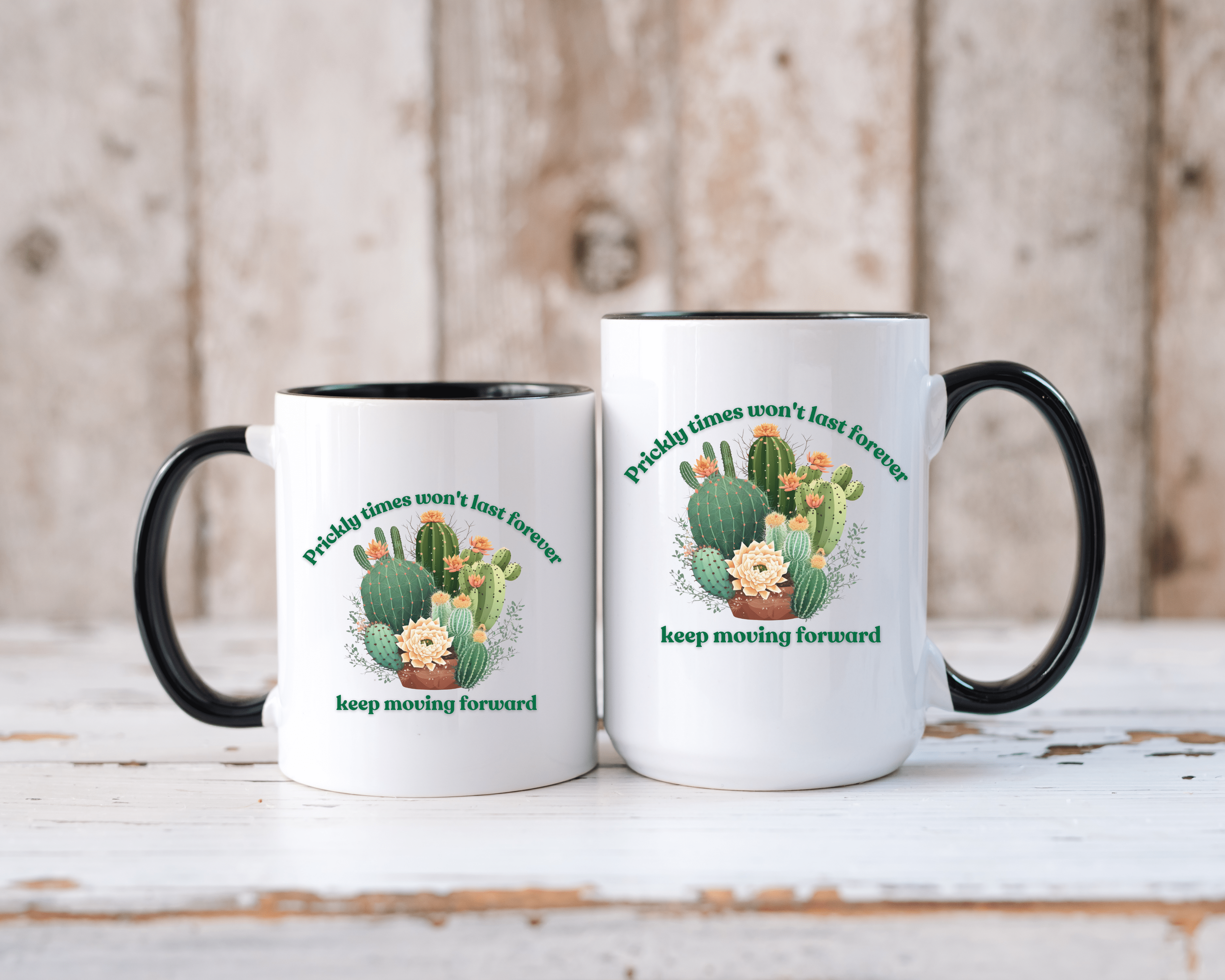 Cactus Mug, Beautiful Cactus Print, Motivational Quote &amp; Cactus Pun, Prickly Pear Cactus, Coffee Lover Gift, Plant Lover Gift