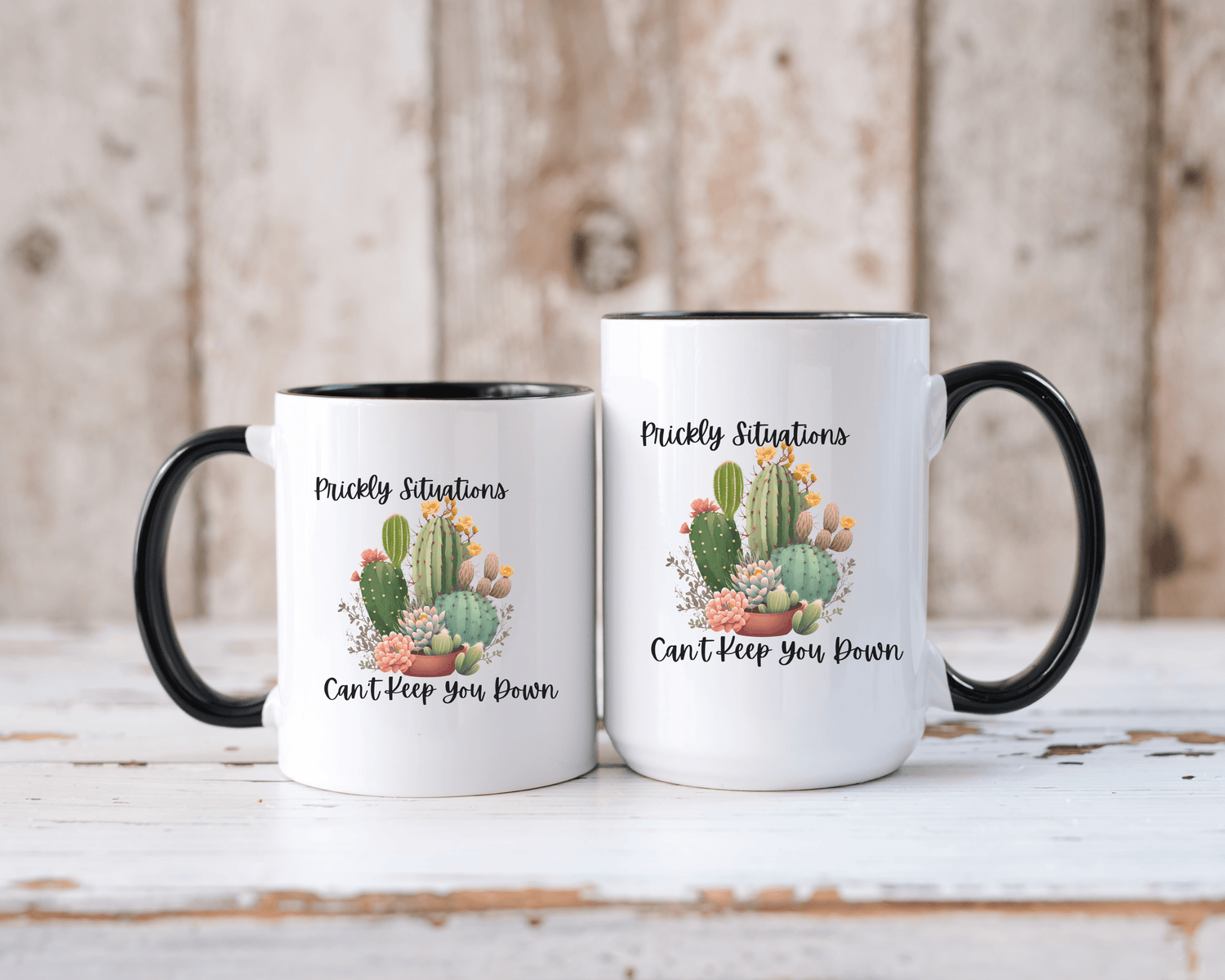 Cactus Mug, Beautiful Cactus Print, Motivational Quote and Cactus Pun, Coffee Lover Gift, Plant Lover Gift