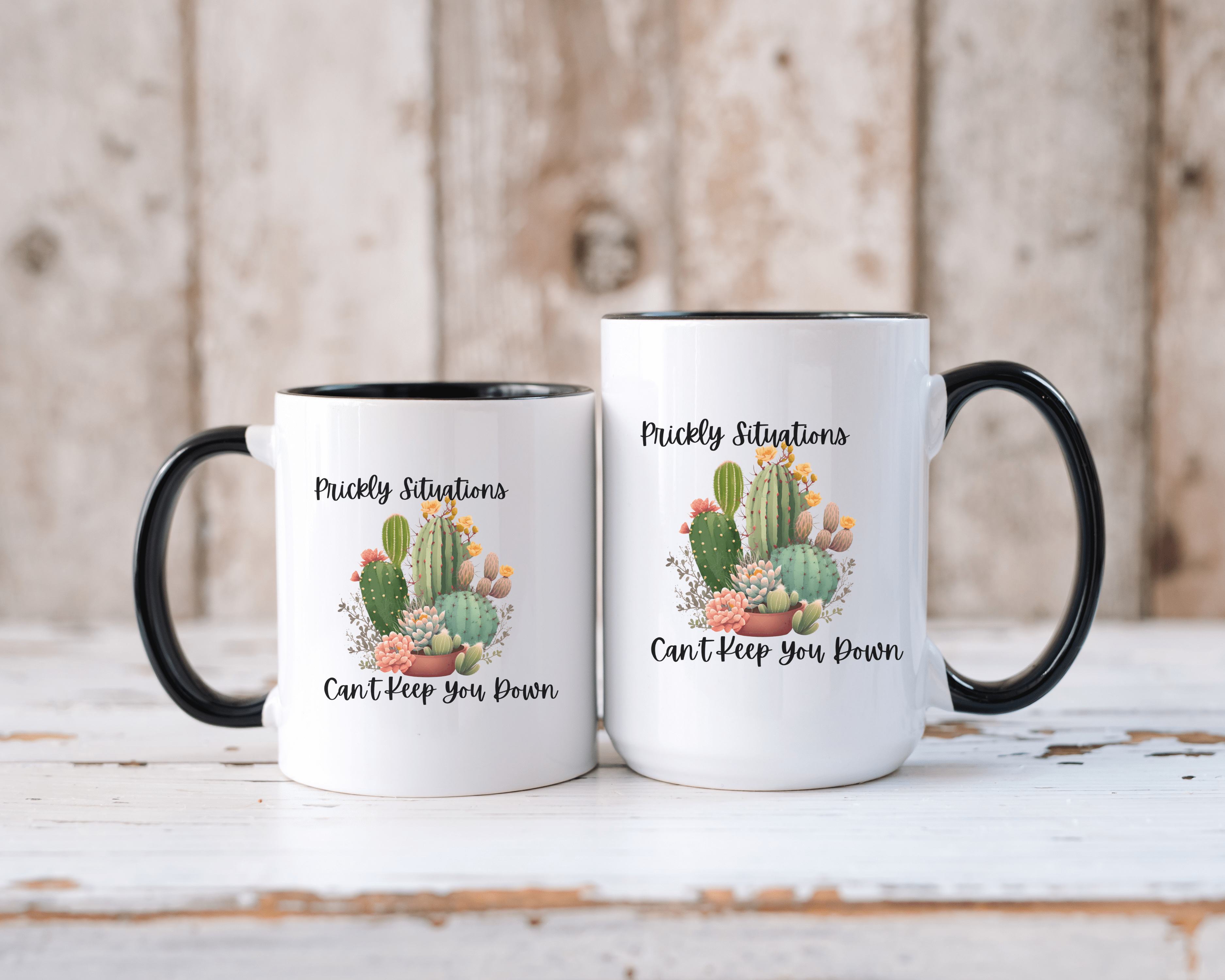 Cactus Mug, Beautiful Cactus Print, Motivational Quote and Cactus Pun, Coffee Lover Gift, Plant Lover Gift