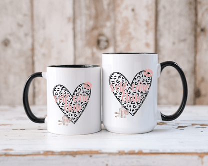 Pink Leopard Print Heart Coffee Mug Self Care Quote Coffee Lover Gift