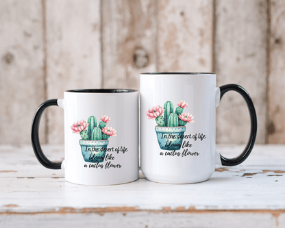 Cactus Mug, Beautiful Watercolor Cactus, Motivational Quote &amp; Cactus Pun, Prickly Pear Cactus, Coffee Lover Gift, Plant Lover Gift