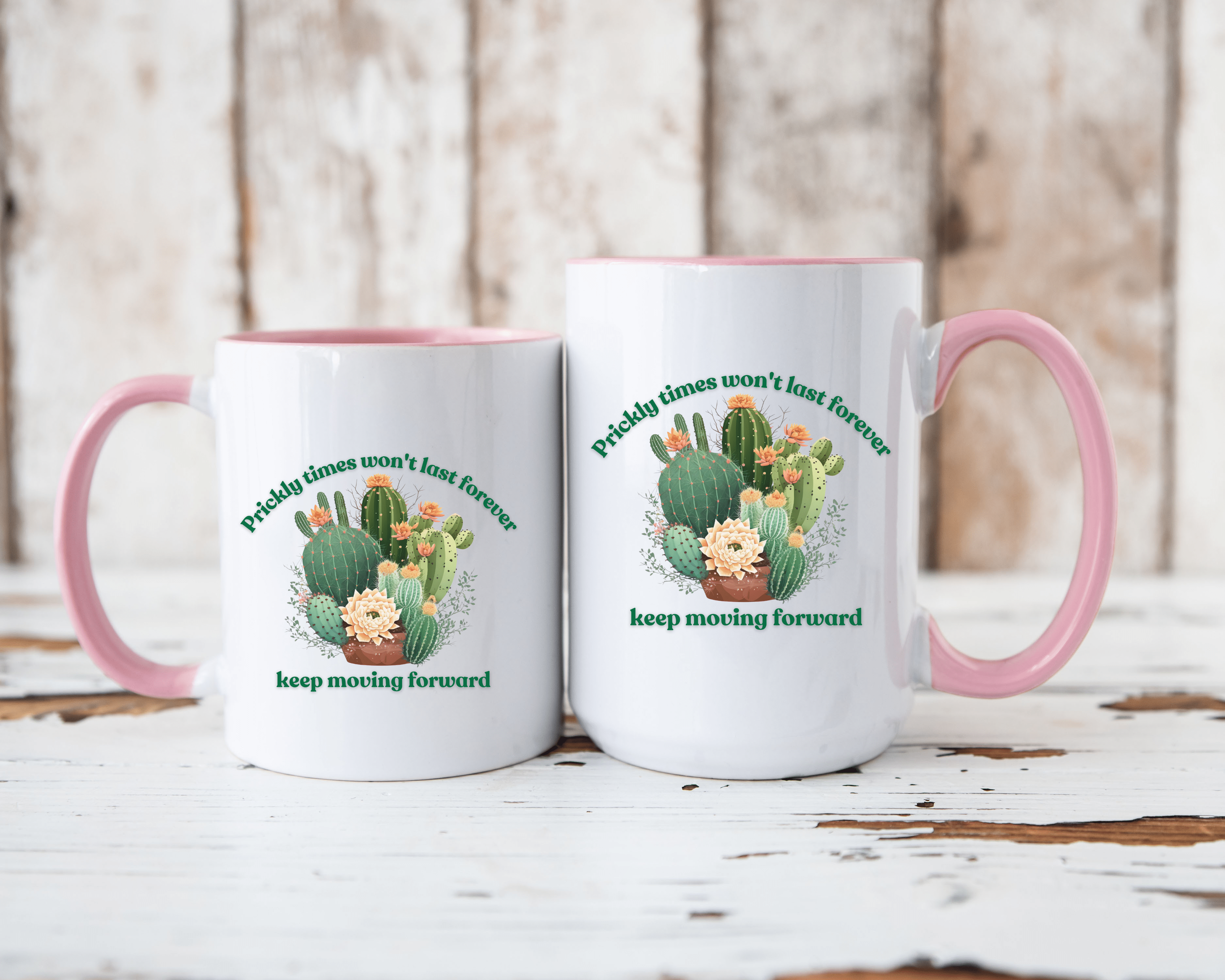 Cactus Mug, Beautiful Cactus Print, Motivational Quote &amp; Cactus Pun, Prickly Pear Cactus, Coffee Lover Gift, Plant Lover Gift