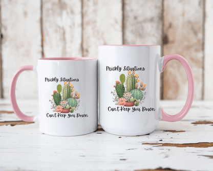 Cactus Mug, Beautiful Cactus Print, Motivational Quote and Cactus Pun, Coffee Lover Gift, Plant Lover Gift