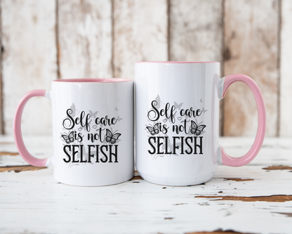 Neutral Butterflies Floral Coffee Mug Self Care Quote Coffee Lover Gift