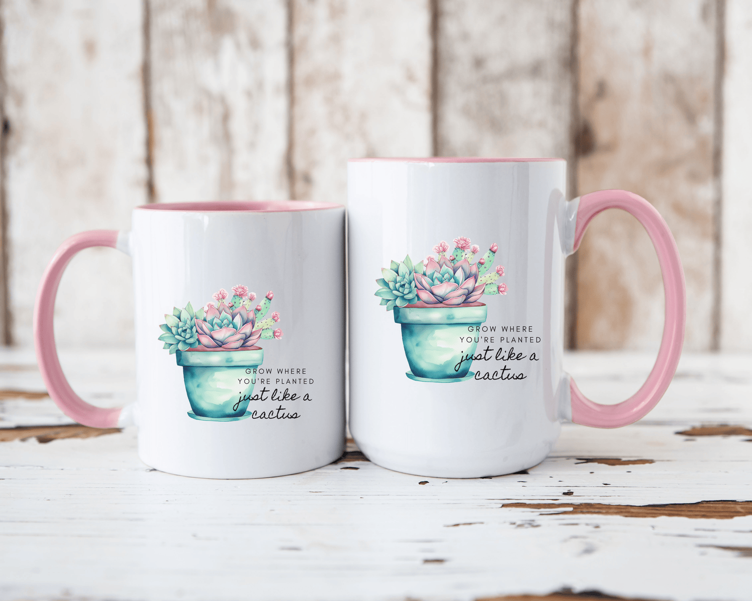 Cactus Mug, Beautiful Watercolor Cactus, Motivational Quote &amp; Cactus Pun, Prickly Pear Cactus, Coffee Lover Gift, Plant Lover Gift