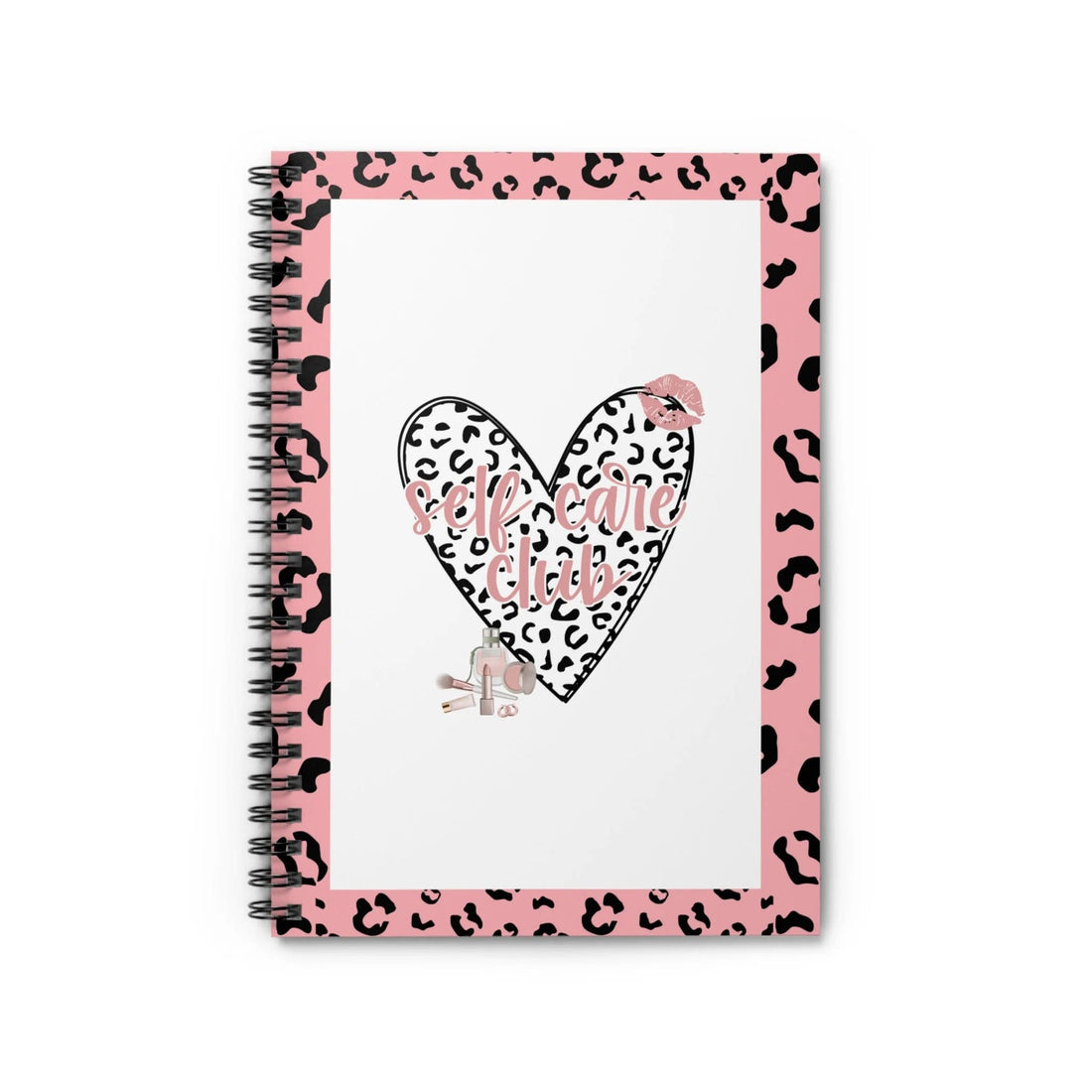 Pink Leopard Print Heart Spiral Notebook Beautiful Journal Self Care Quote